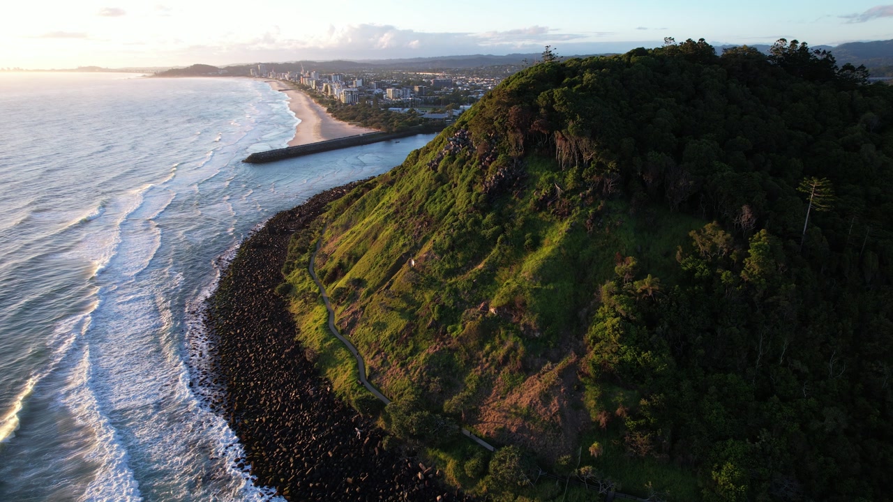 Burleigh Heads Mountain, Gold Coast, Australia - Drone Shot