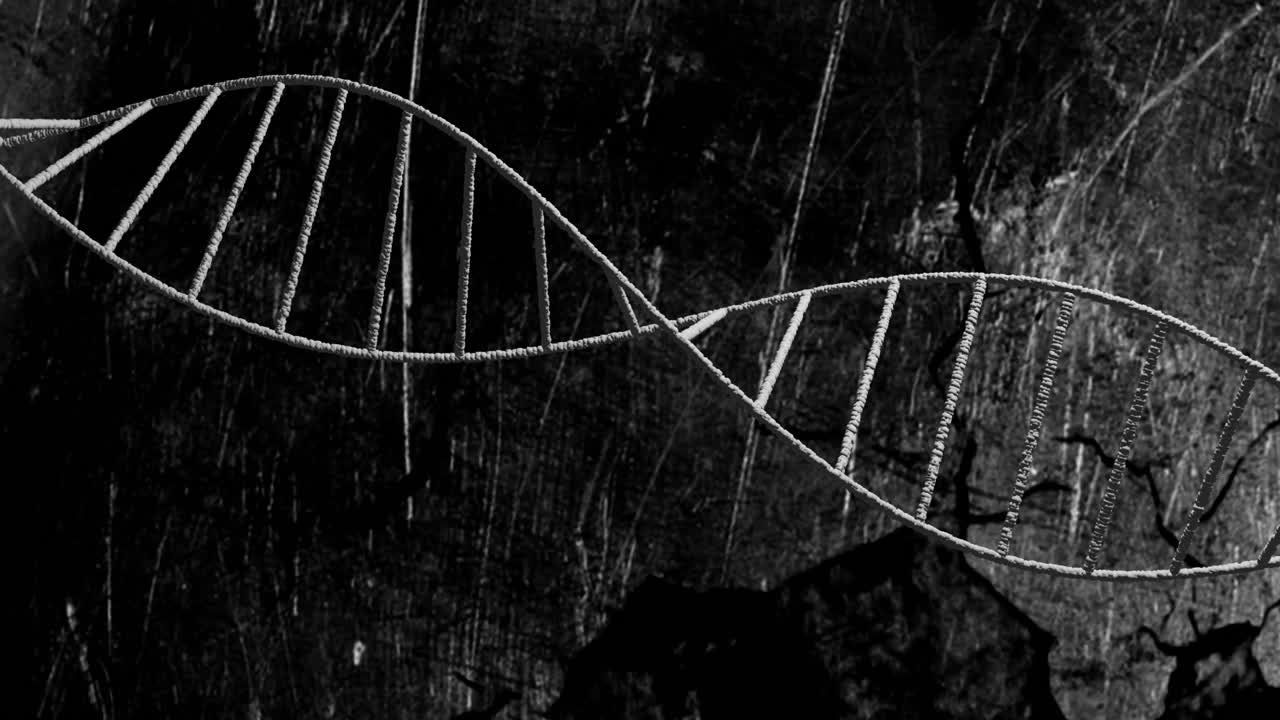 animación de cadena de adn sobre un fondo oscuro y texturizado
