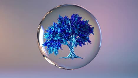 blue crystal tree in a sphere