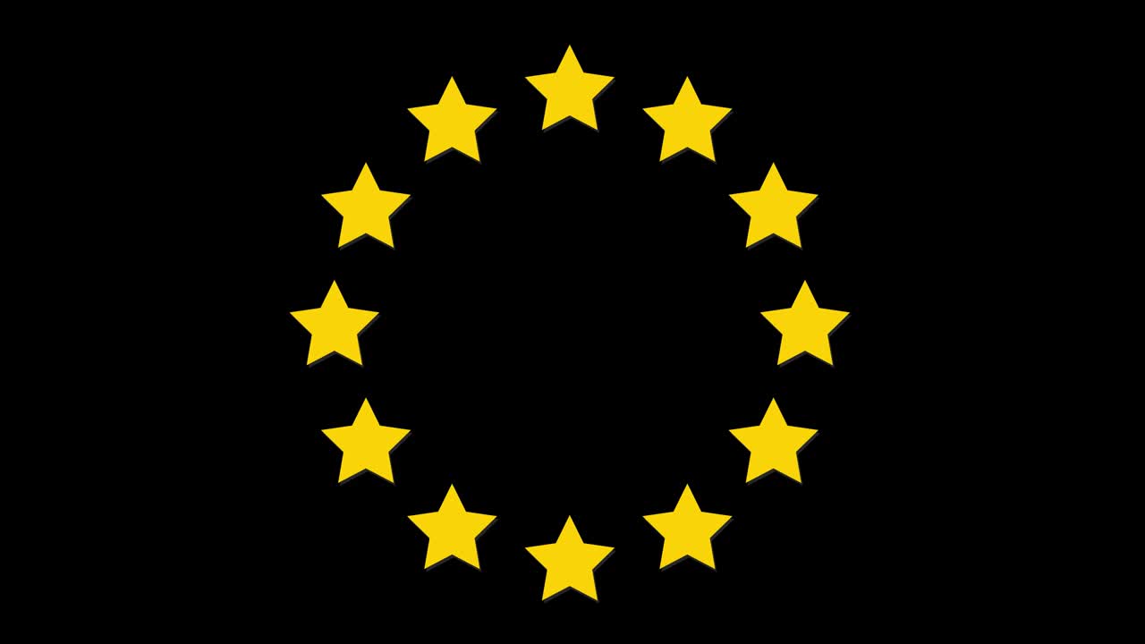 European Union EU flag, 12 stars symbol icon in motion.