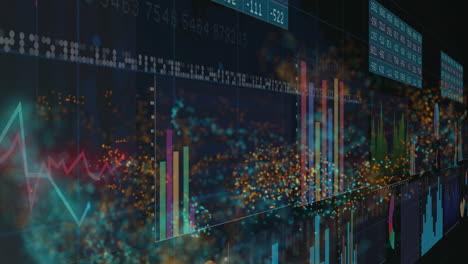 Bunte-Balkendiagramme-Und-Datenpunktanimation-Auf-Abstraktem-Hintergrund