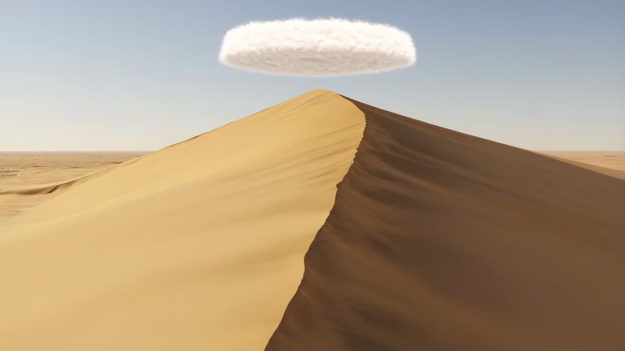 Surreal Desert Landscape with Solitary Cloud