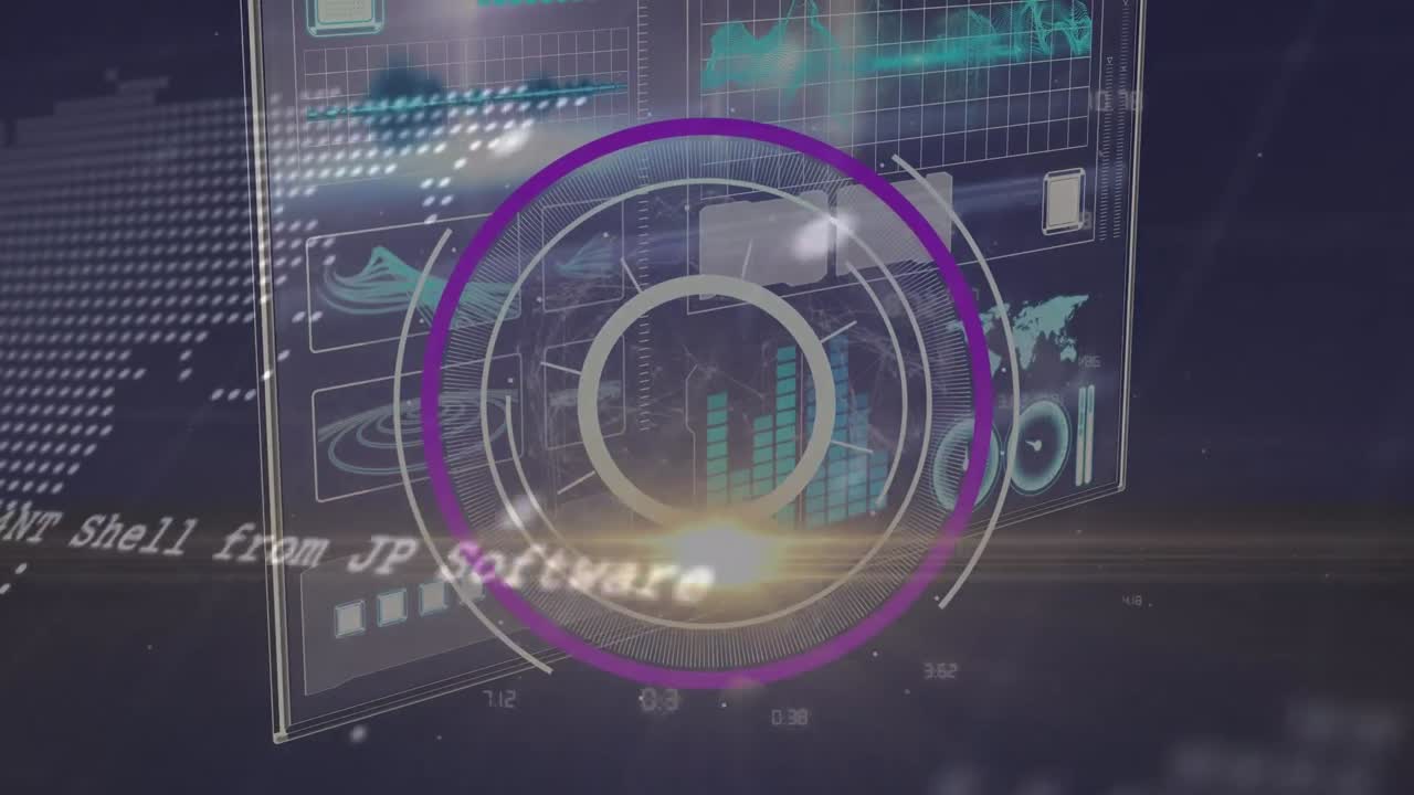 animación del escaneo del alcance sobre el procesamiento de datos sobre fondo negro