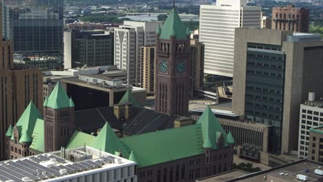 spectacular aerial view of minneapolis city hall on a bright afternoon