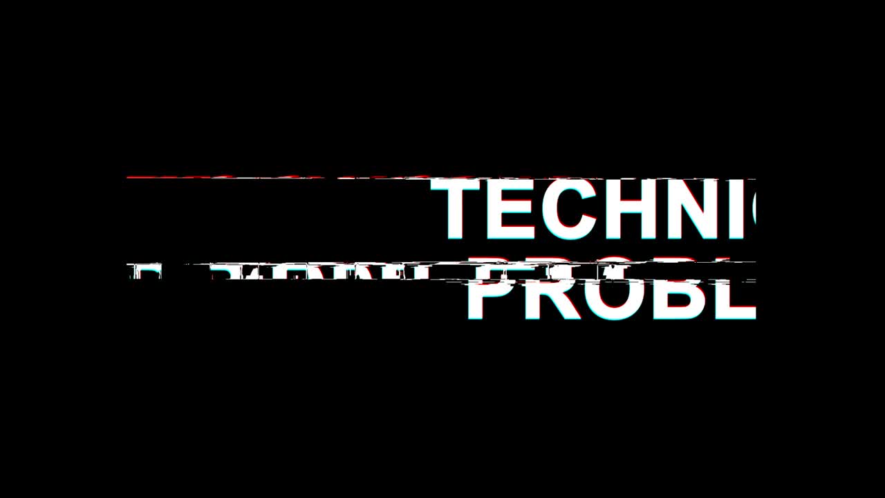 기술 문제: 글리치 효과 텍스트 디지털 tv 왜곡 4k 루프 애니메이션