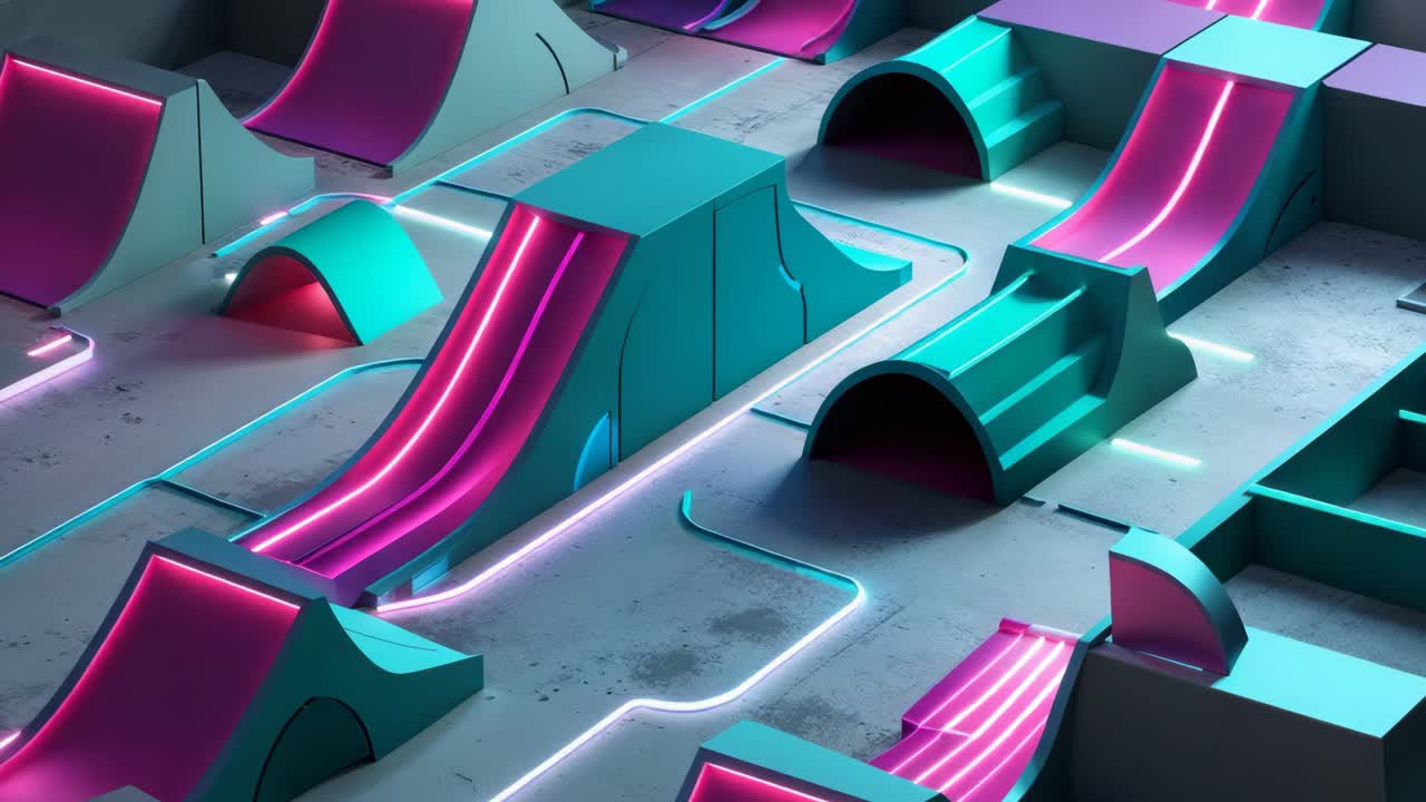 Abstract Neon Ramp Structure