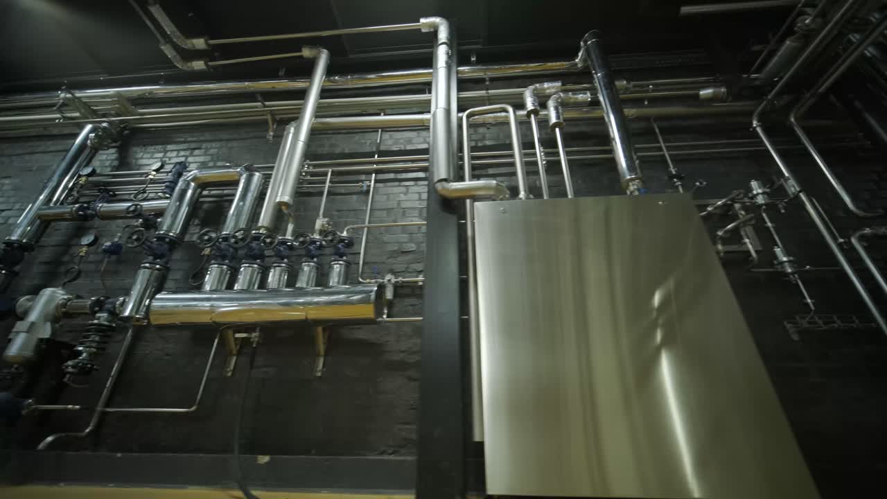 Modern craft brewery. Craft beer production. Modern equipment in brewery