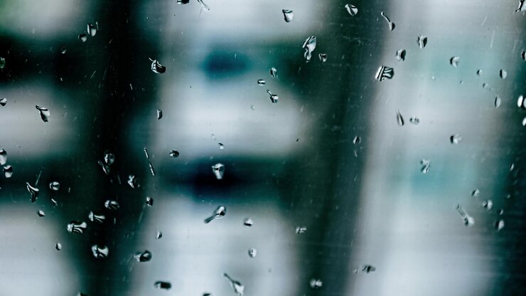 Water drops on glass surface