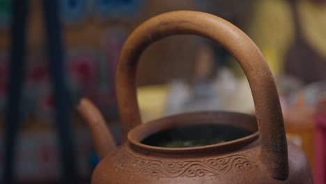 closeup of a traditional chinese tea pot