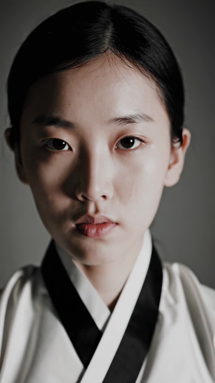 Portrait of a Young Woman in Traditional Korean Clothing