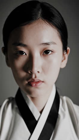 portrait of a young woman in traditional korean clothing