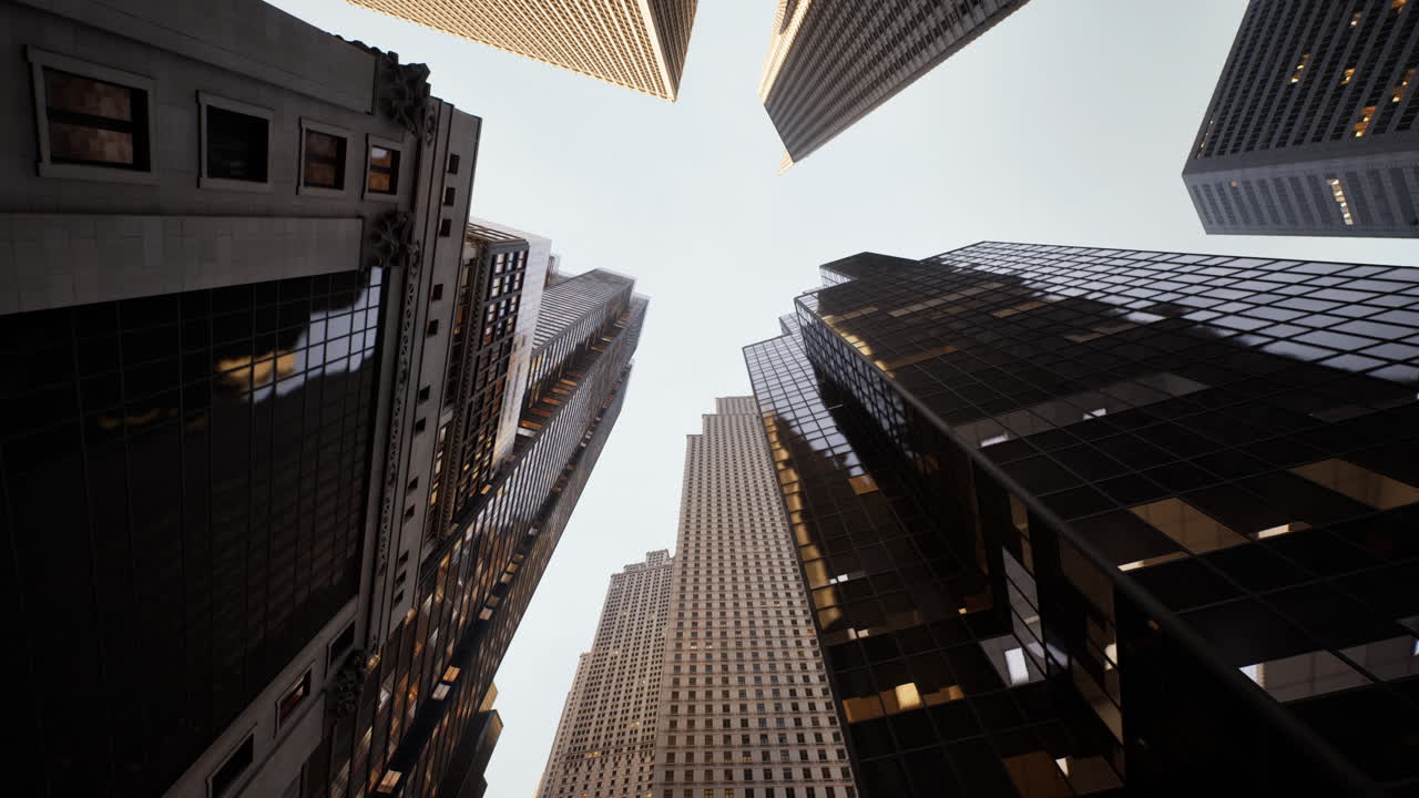 mirando los rascacielos de manhattan con los cielos