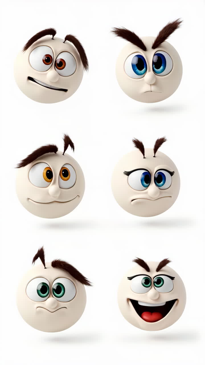 3D Animated Emoji Faces with Various Emotions