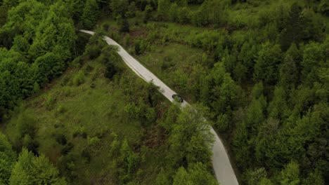 aerial shot of cars moving on road