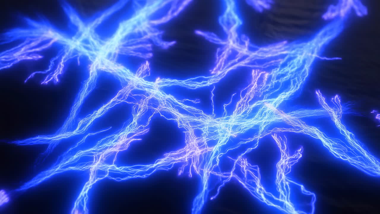 Abstract Blue and Purple Electric Plasma Energy Flowing