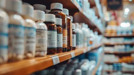 blurred view of shelves filled with products in a store