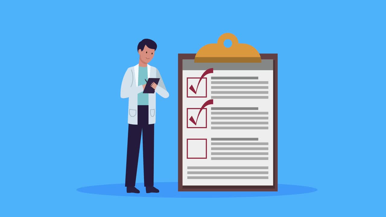 doctor professional with checklist character