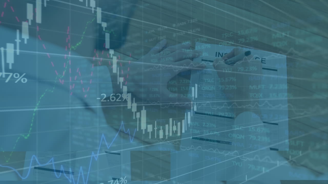 사업가의 글쓰기에 대한 금융 데이터 처리의 애니메이션