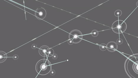 animación digital de una red de conexiones flotando contra un fondo gris