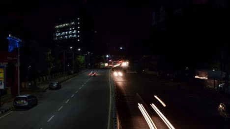 4k-A-timelapse-of-cars-moving-fast-in-a-highway-traffic-with-speed-trails-in-Bangalore,-India