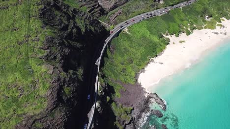 hawaii aerial drone view of makapu'u beach in honolulu