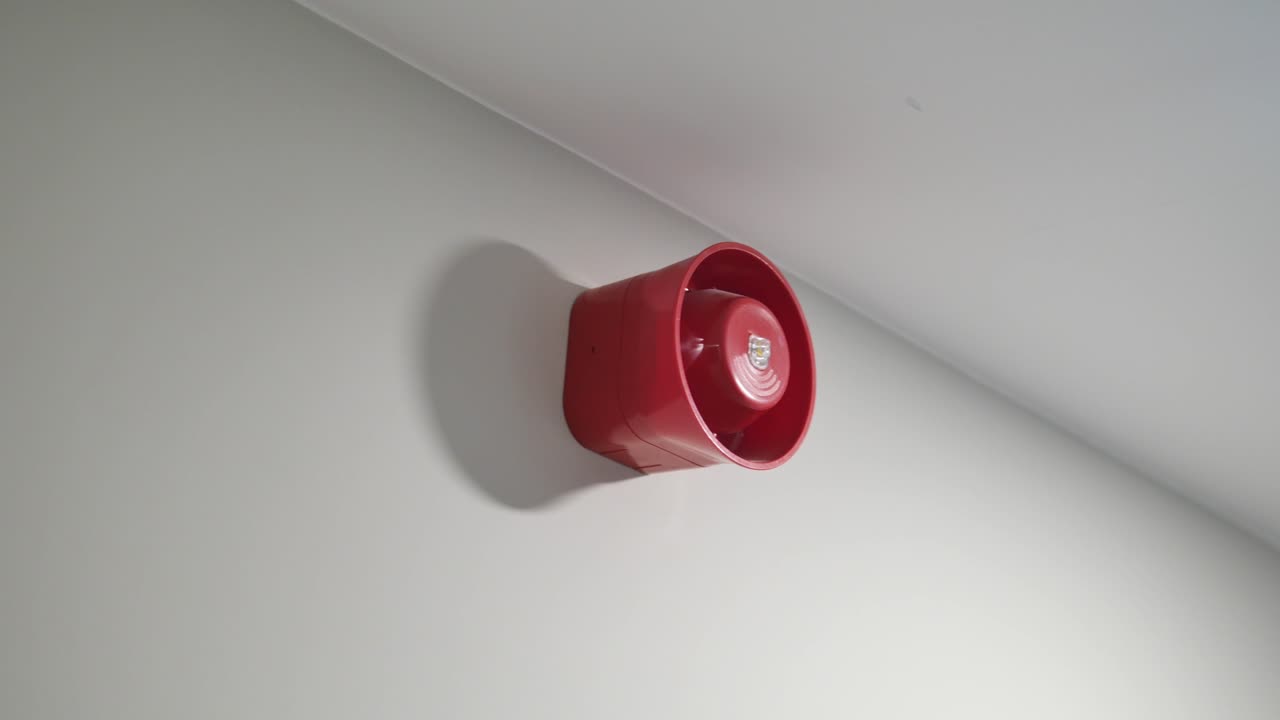 allarme antincendio rosso su un soffitto bianco