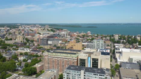 aerial view of madison, wisconsin on beautiful summer afternoon