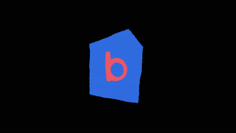 blue house with red letter b