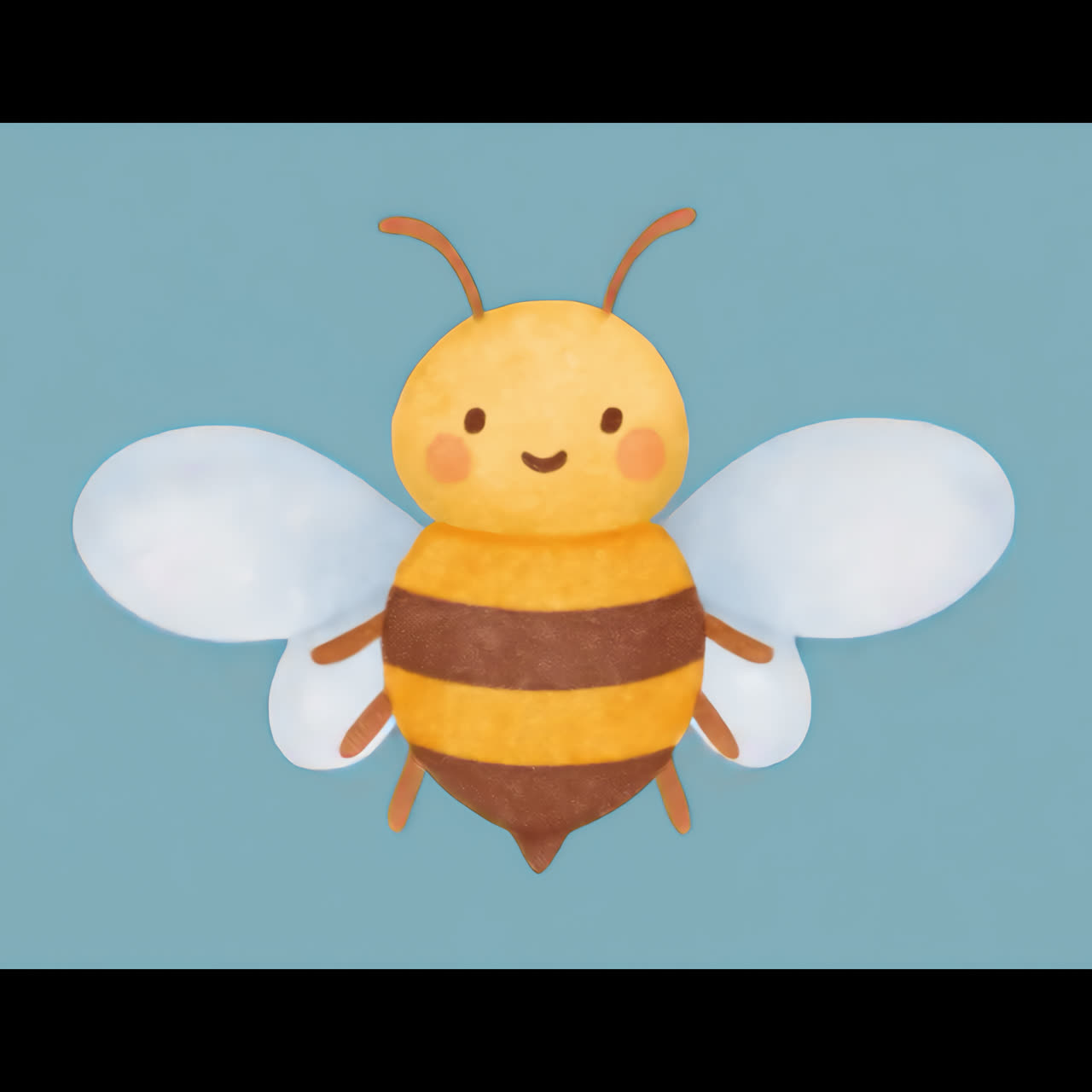 Cute cartoon bee illustration animation isolated asset, transparent 4K video, alpha channel, ProRes