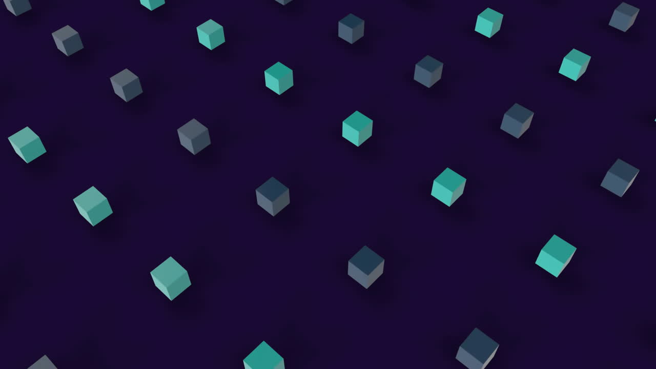 파란색 배경에 움직이는 색과 회색 사각형의 애니메이션