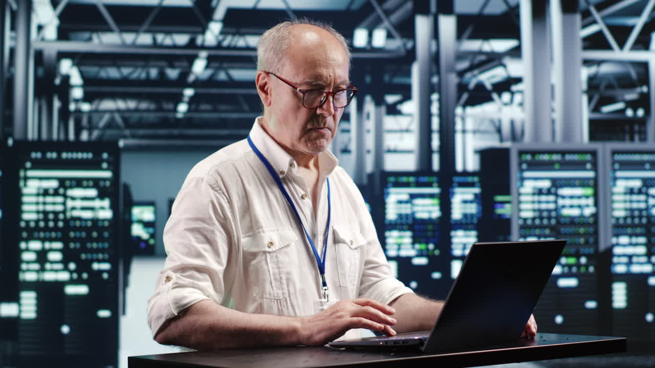 Technician optimizing data center