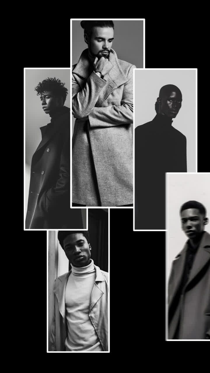 Collage di ritratti di moda in bianco e nero