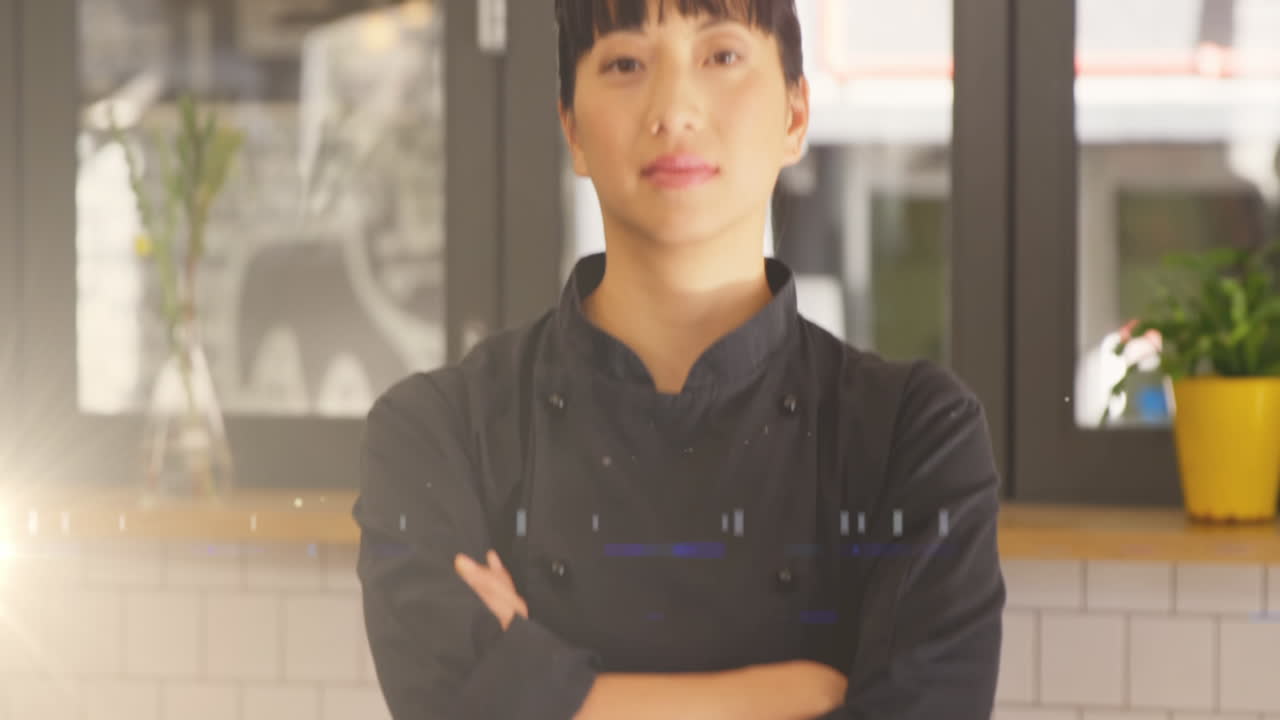 レストランの双人女性の上に輝く光のアニメーション