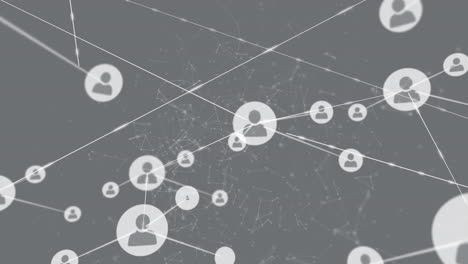animación de la red de conexiones con las personas iconos sobre fondo gris
