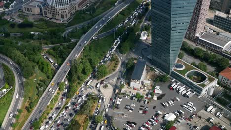 istanbul city aerial view with traffic congestion