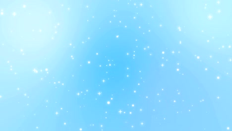 white particles moving across a light blue background