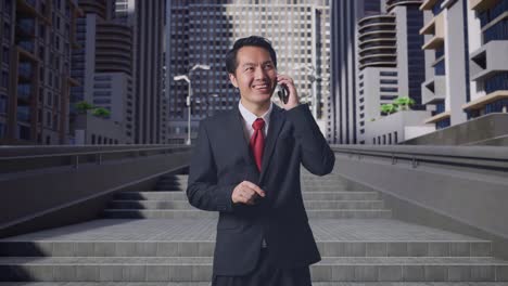 businessman on phone call in city