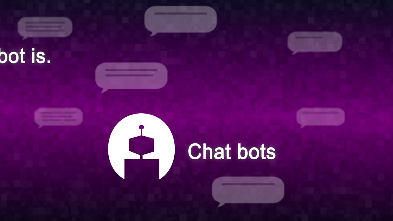 Animation of speech bubbles and ai chat over purple background