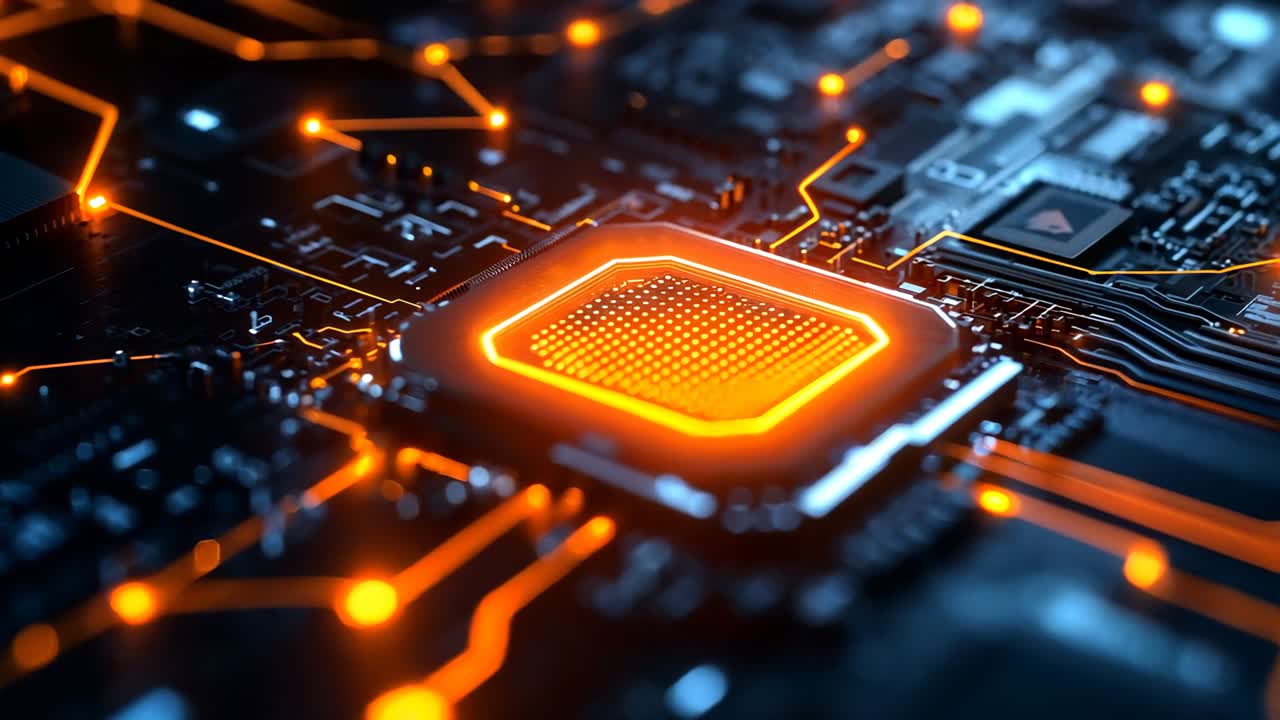 A close up of a computer motherboard with a processor on it