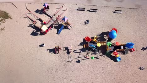 public playground closed because of coronavirus. empty playground  no children.