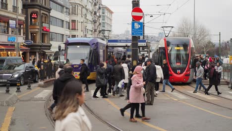 tram stop in istanbul, turkey