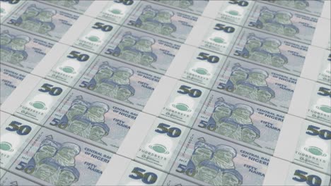 50 nigerian naira banknotes printed by a money press