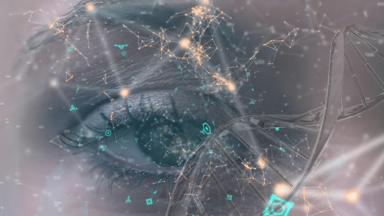 Eye and DNA double helix and asymmetrical lines