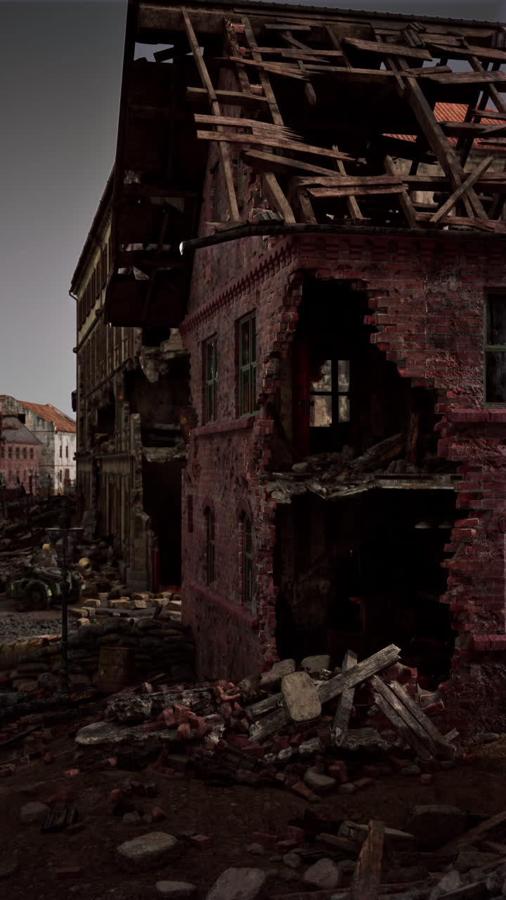edificios en ruinas en una ciudad devastada por la guerra