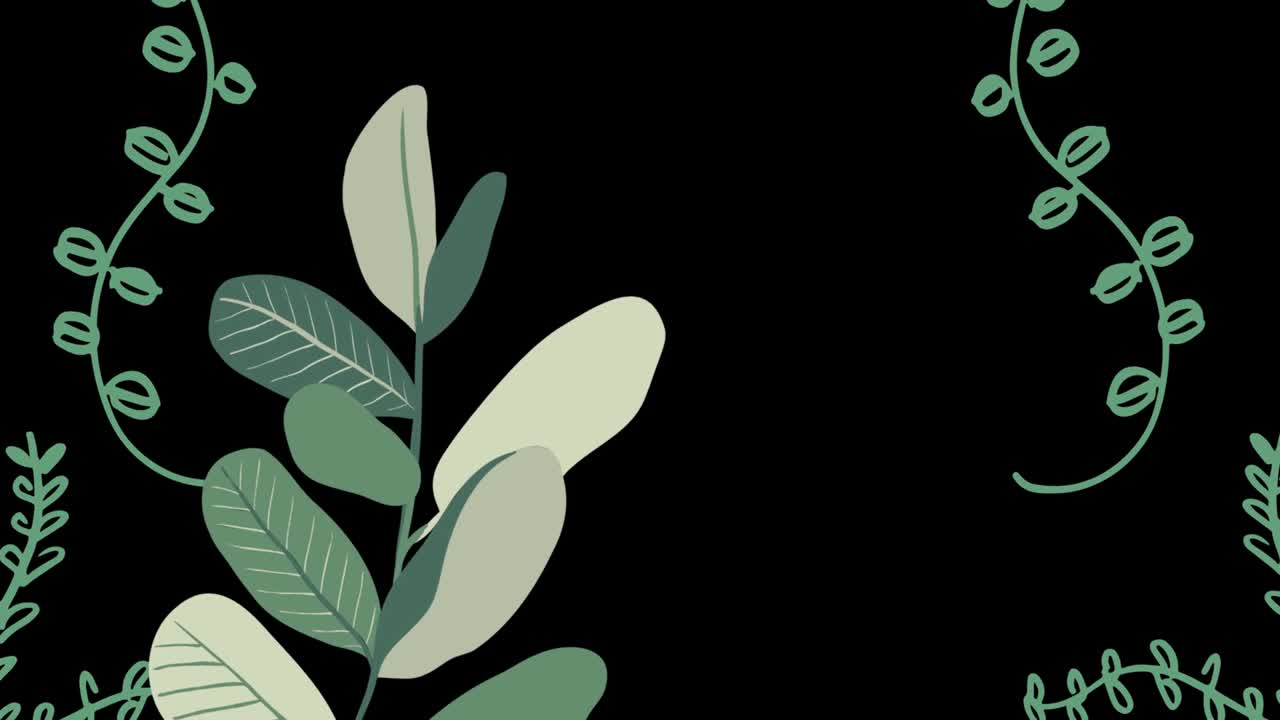 animación de plantas que crecen sobre un fondo negro