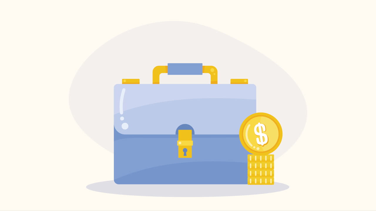 우아한 포트폴리오 서류 가방 손잡이 애니메이션