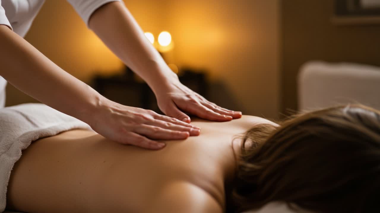 Relaxing Massage Therapy Session - A Soothing Experience for Stress Relief and Wellness in a Calm and Serene Environment with Soft Lighting