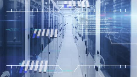 Animation-of-interface-with-data-processing-against-computer-server-room
