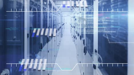 animación de la interfaz con el procesamiento de datos contra la sala de servidores de computadoras