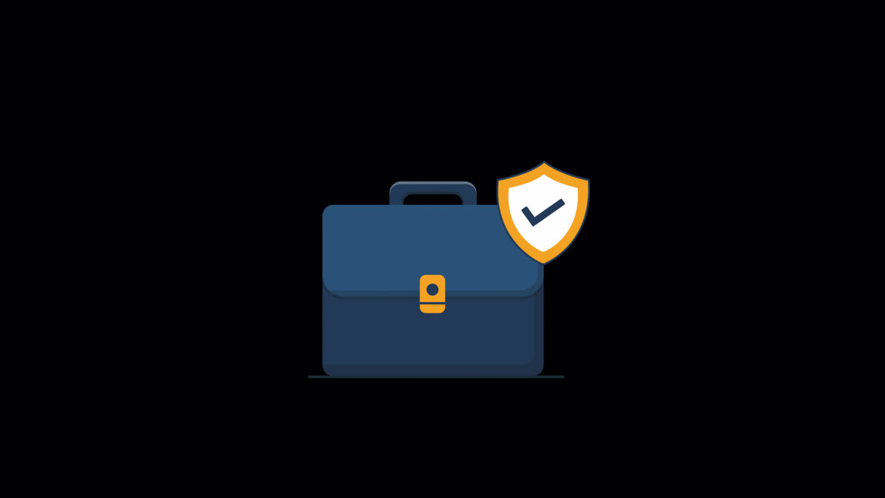 Animated Briefcase with Security Checkmark Icon